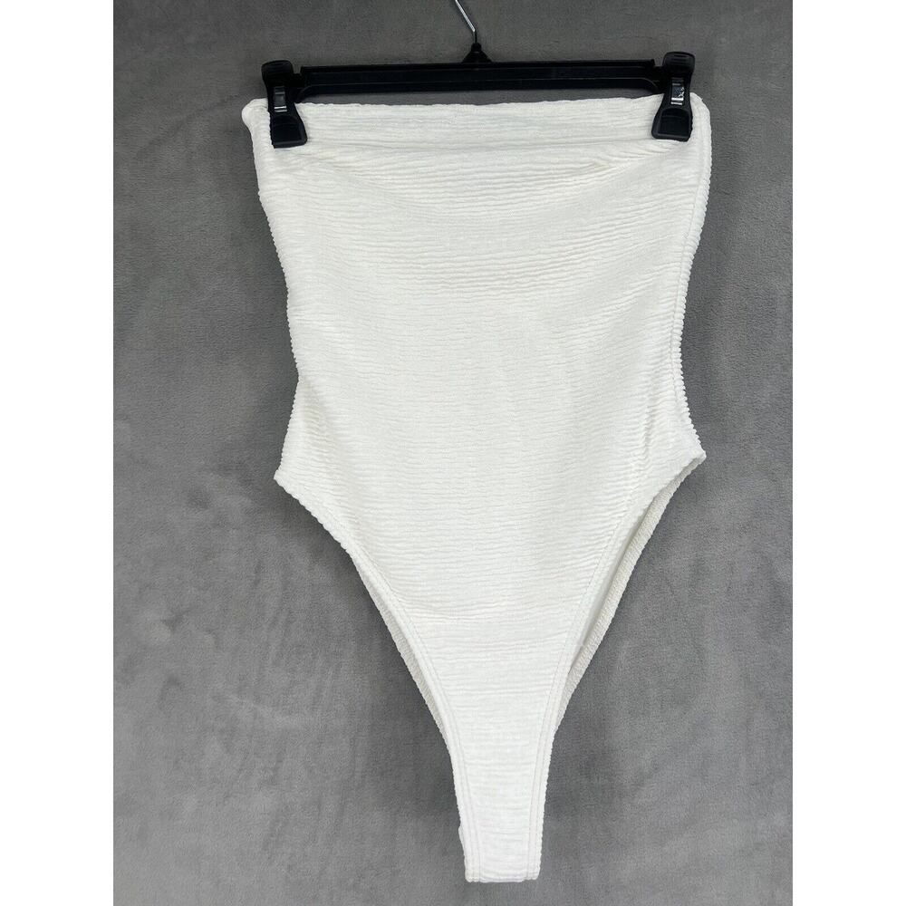 Rumer Rosa Bodysuit Size Small White Ribbed Strapless - Picture 3 of 9